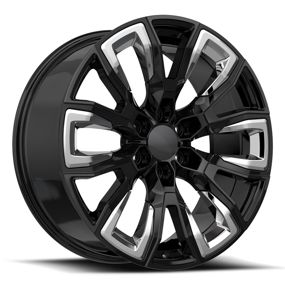 OE. Revolution G-37 24X10 6X139.7 +31 Cb 78.1 Gloss Black/ Chrome Inserts