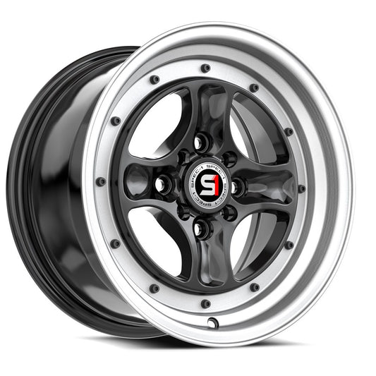 Spec-1 SPT-35 15x8.0 4x100 4x114.3 +25 Cb73.1 Gloss Black & Machined Lip