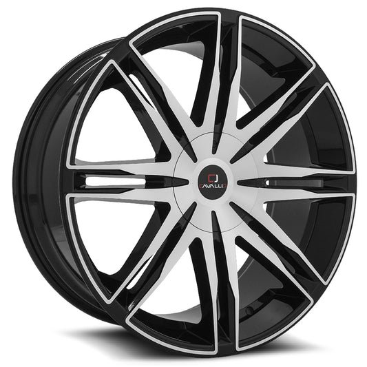 Cavallo Clv-18 20X8.5 6X135 6X139.7 +25 Cb 108 Gloss Black & Machined