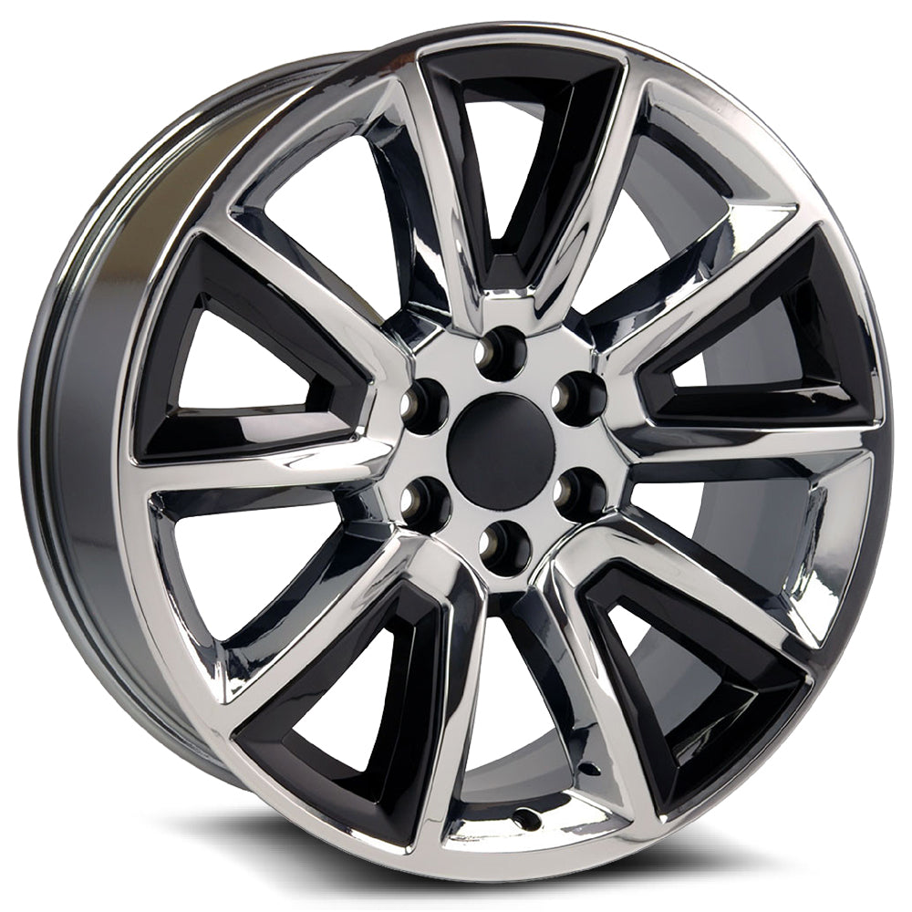 O.E. Revolution C-08 24X10 6X139.7 +31 Cb 78.1 Chrome + Black Inserts
