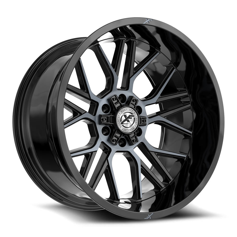 XF Off-Road XF-235 20x9 5x127 5x139.7 +12 Cb 78.1 Gloss Black & Machined Titanium Double Dark Tint