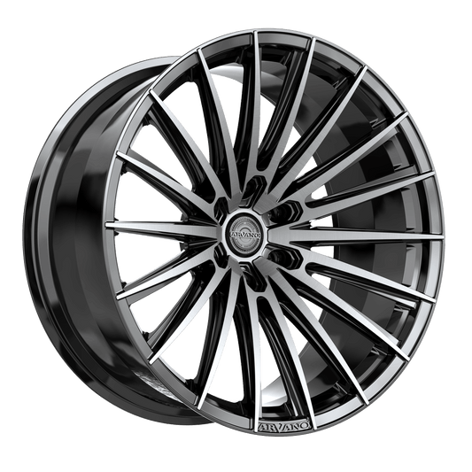 Arvano ART-2 Geneva 22X9.5 6x Blank 0 Cb 78.1 Gloss Black & Brushed Double Dark Tint