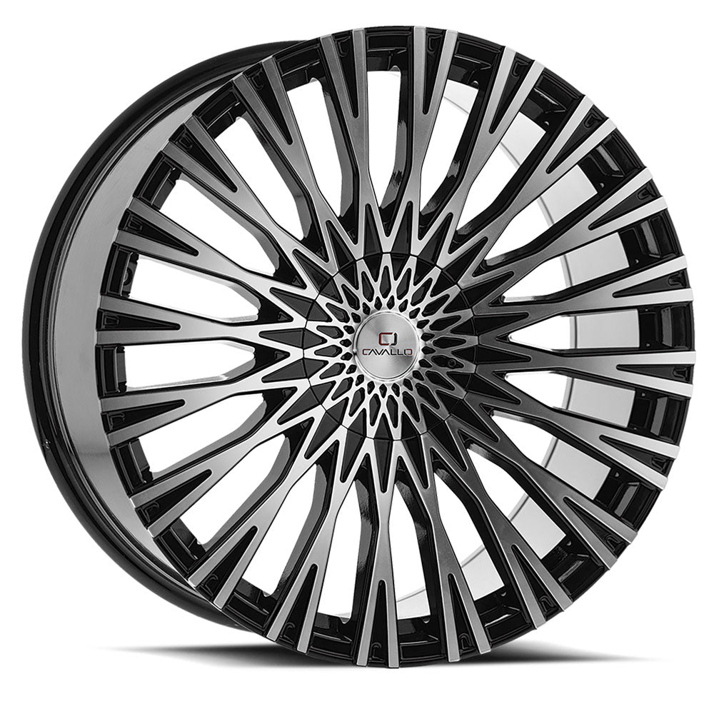 Cavallo Clv-40 22X9.5 6X135 6X139.7 +25 Cb 108 Gloss Black & Machined