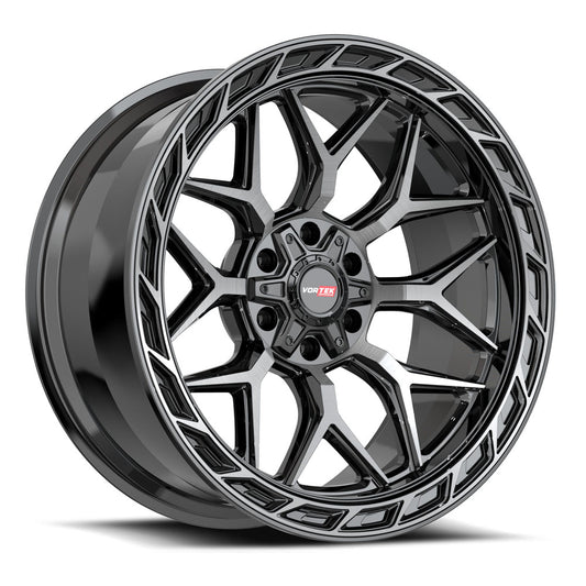 Vortek VRP-504 ENZO 20x9.0 6x135 6x139.7 0 Cb 106.1 Black & Diamond Cut Center With Dark Tint