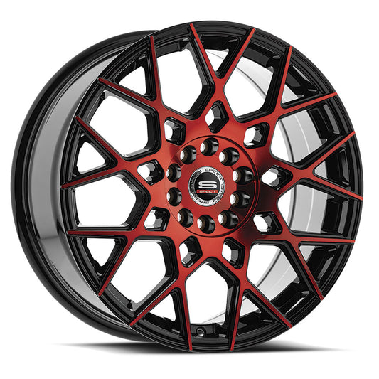 Spec-1 SP-52 17x7.5 5x108 5x114.3 +42 Cb 73.1 Gloss Black & Red Machined