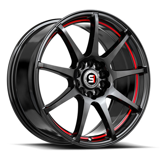 Spec-1 SP-67 17x7.0 5x105 5x114.3 +42 Cb 73.1 Gloss Black & Red Line