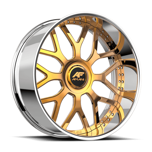 Amani Forged ALLORA 26x9 5x Blank +1 Cb 78.1 14K Gold Plated Large XL Cap Flat