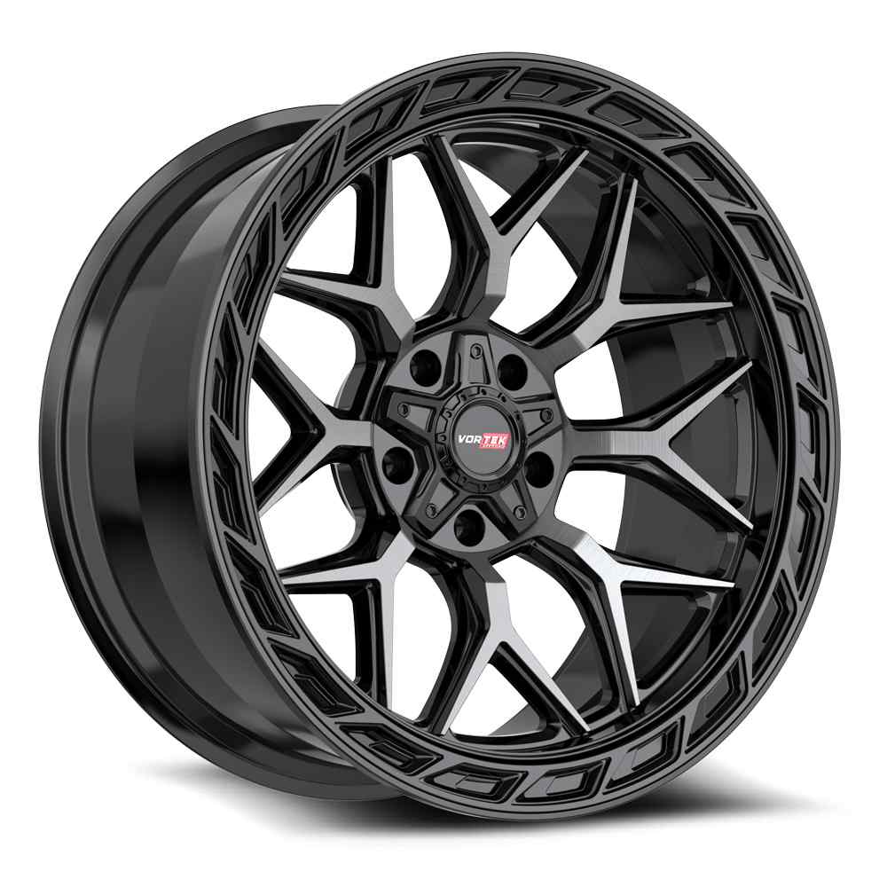 Vortek VRP-504 ENZO 22x10 5x127 5x139.7 -18 Cb 78.1 Black & Diamond Cut Center With Dark Tint