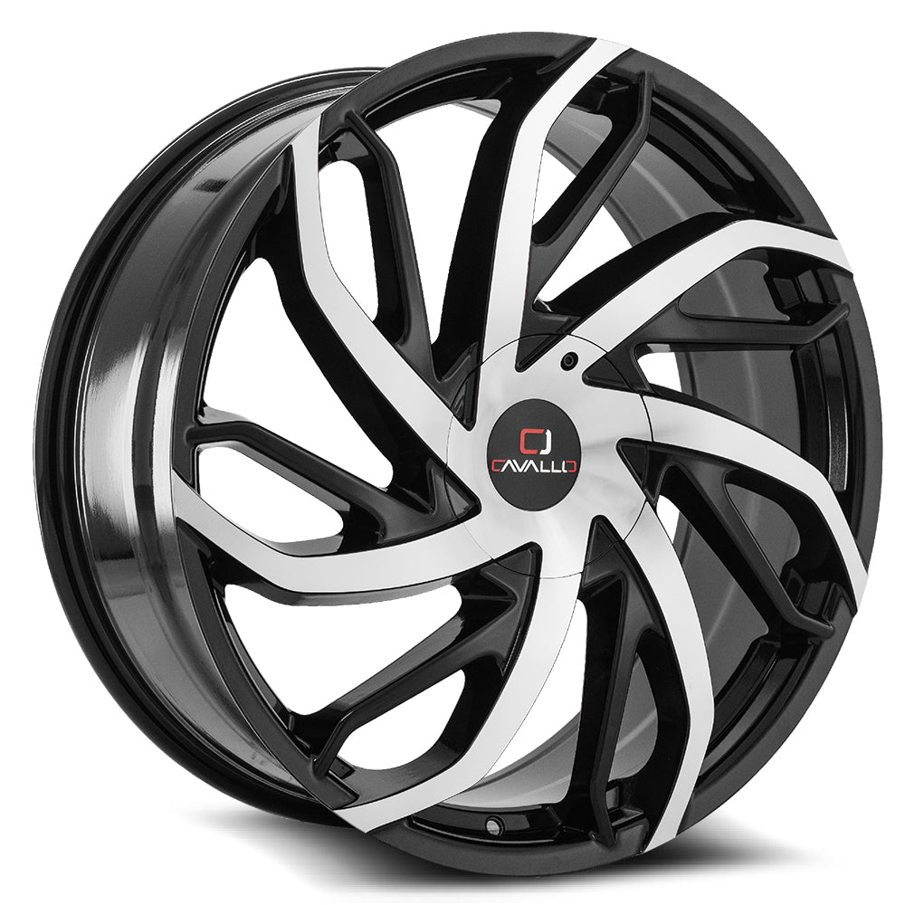 Cavallo Clv-29 22X9.5 6X135 6X139.7 +25 Cb 108 Gloss Black & Machined