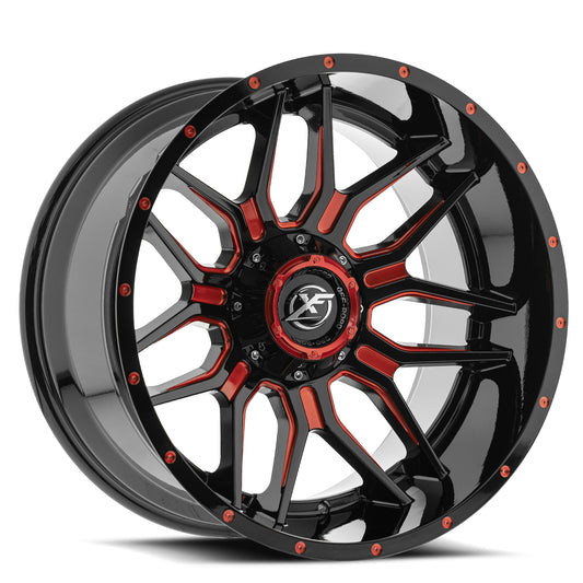 XF Off-Road XF-222 20x9 8x165.1 8x170 0 Cb 125.2 Gloss Black & Red Milled