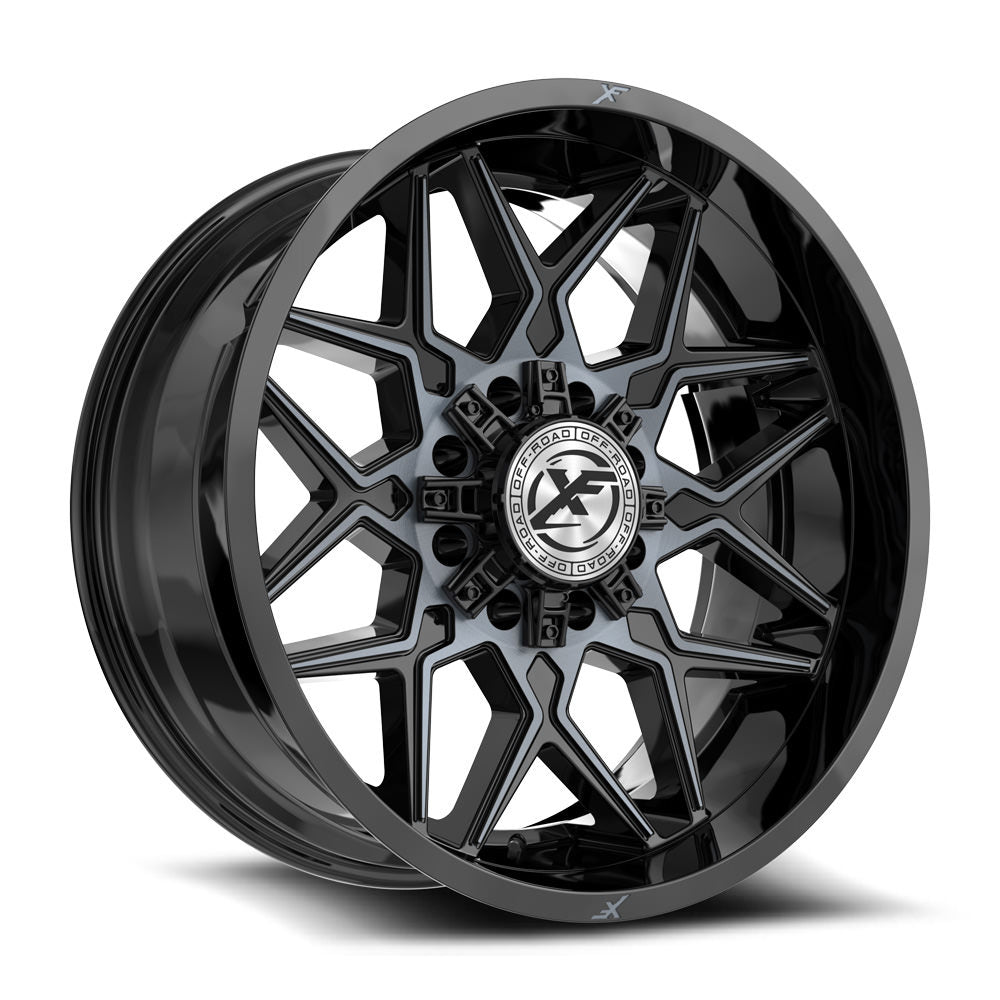 XF Off-Road XF-238 20x10 8x165.1 8x180 -24 Cb 125.2 Gloss Black & Machined Titanium Double Dark Tint