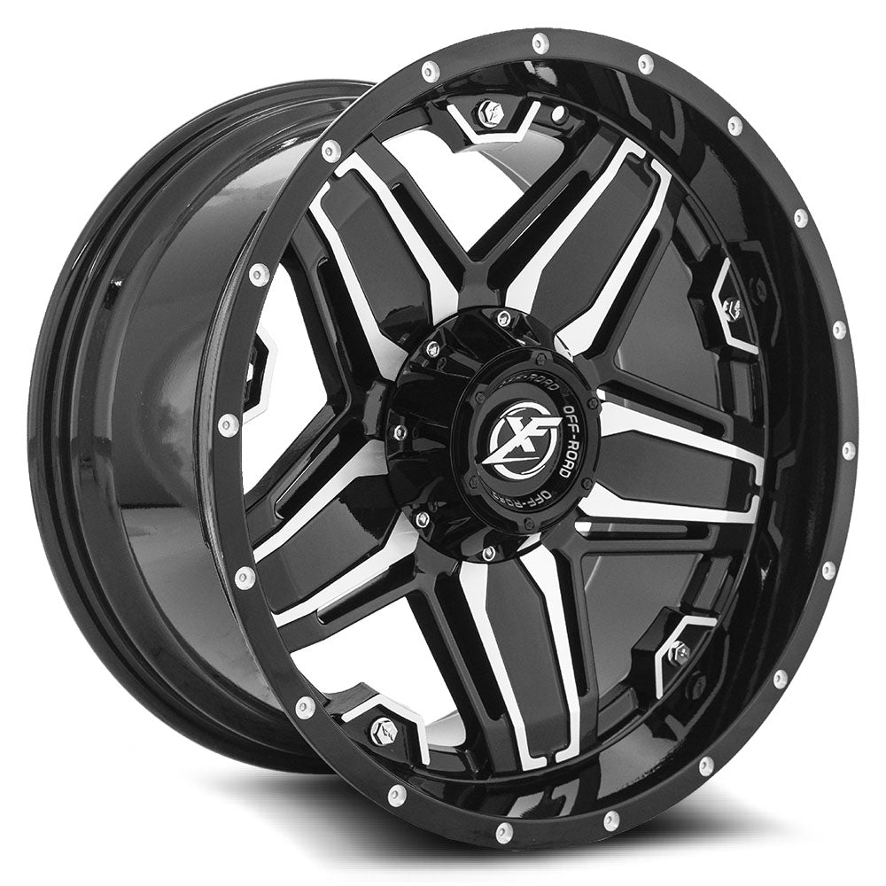 Xf Off-Road Xf-223 20X12 6X135 6X139.7 -44 Cb 108 Gloss Black & Machined