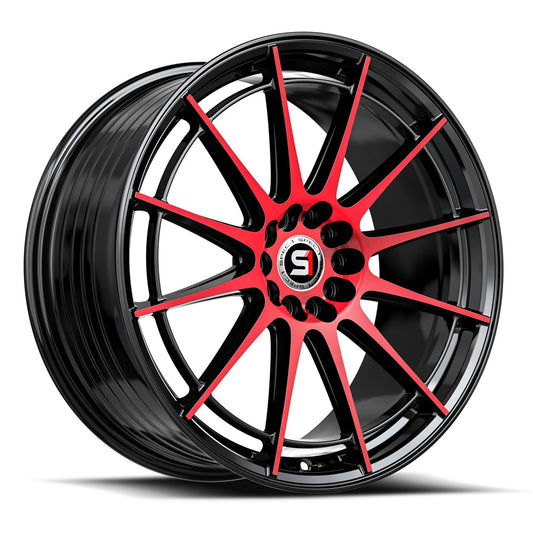 Spec-1 SP-64 17x8.0 5x112 5x114.3 +42 Cb 73.1 Gloss Black & Red Machined