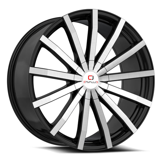 Cavallo CLV-52 20x8.5 5x108 5x114.3 +35 Cb 74.1 Gloss Black & Machined