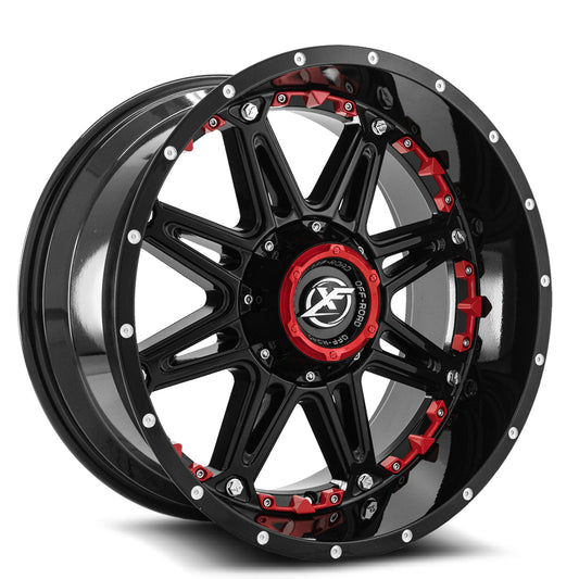 Xf Off-Road Xf-217 22X12 5X139.7 5X150 -44 Cb 110.3 Gloss Black + Red Inserts