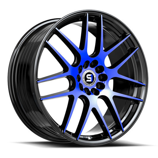 Spec-1 SP-65 18x9.0 4X 5X Blank +22 Cb 73.1 Gloss Black & Blue Machined (No dual drill)