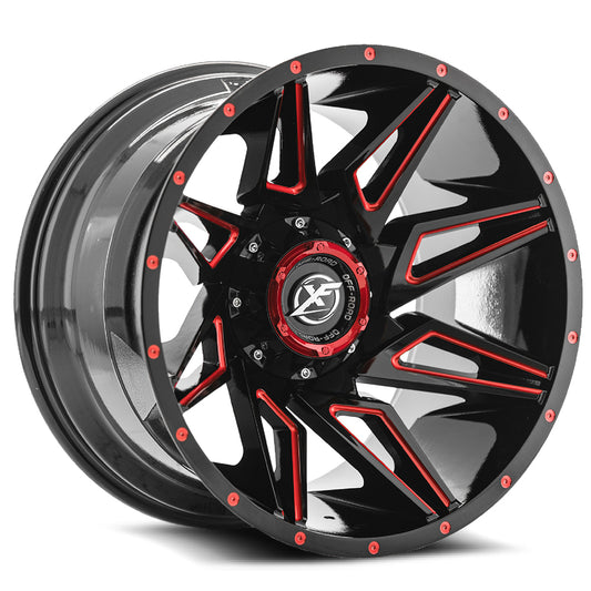 Xf Off-Road Xf-218 22X12 5X139.7 5X150 -44 Cb 110.3 Gloss Black & Red Milled