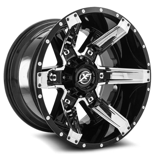 Xf Off-Road Xf-214 20X10 5X139.7 5X150 -24 Cb 110.3 Gloss Black + Chrome Inserts