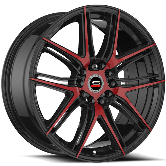 Spec-1 SP-56 18x8 4x100 4x114.3 +38 Cb 73.1 Gloss Black & Red Machined