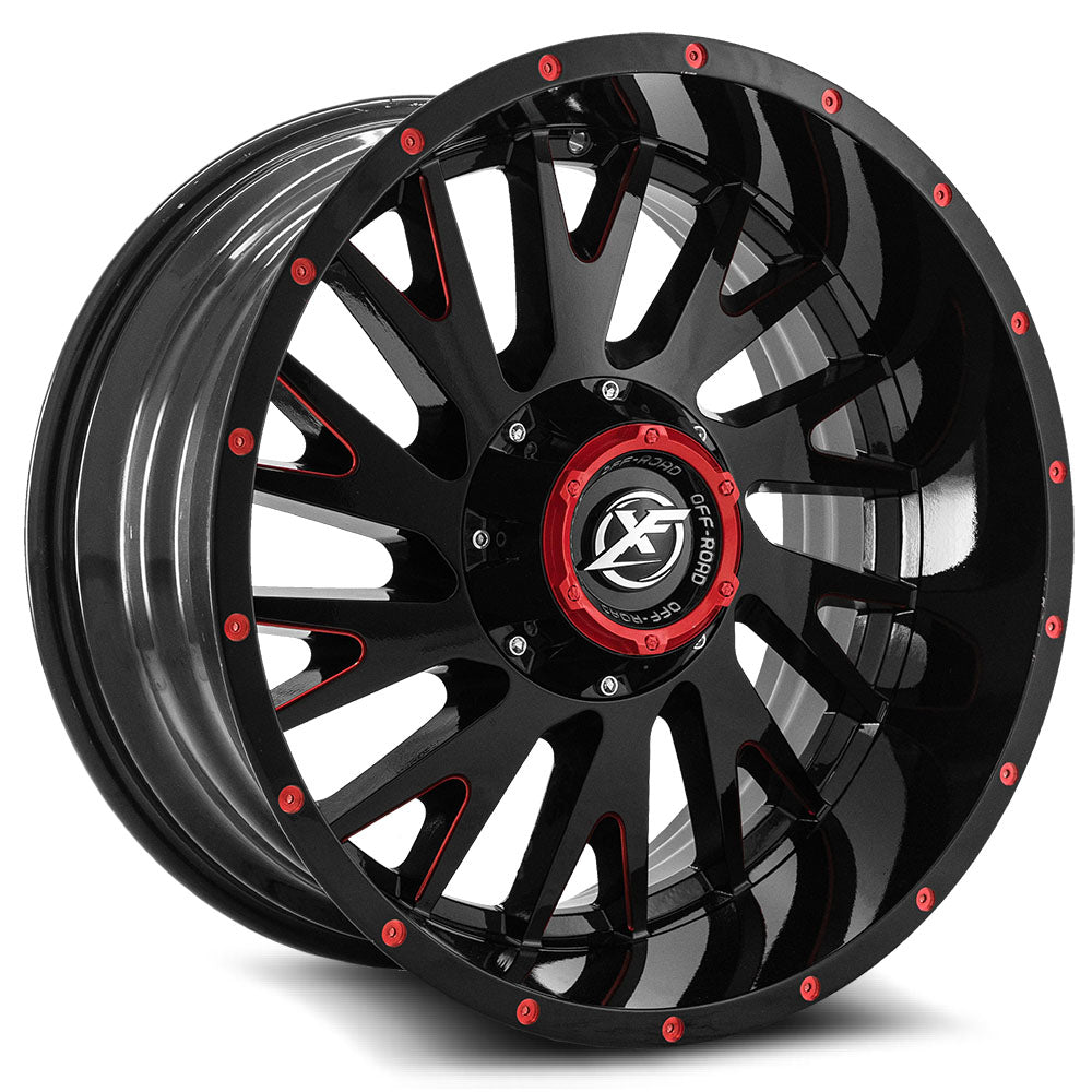 Xf Off-Road Xf-221 20X12 5X139.7 5X150 -44 Cb 110.3 Gloss Black & Red Milled