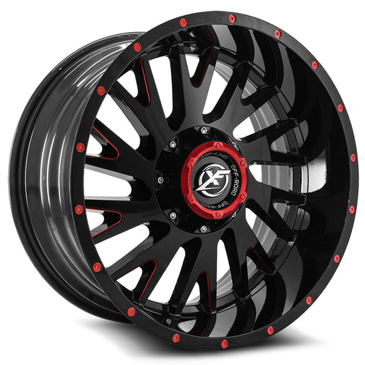 Xf Off-Road Xf-221 20X12 5X139.7 5X150 -44 Cb 110.3 Gloss Black & Red Milled