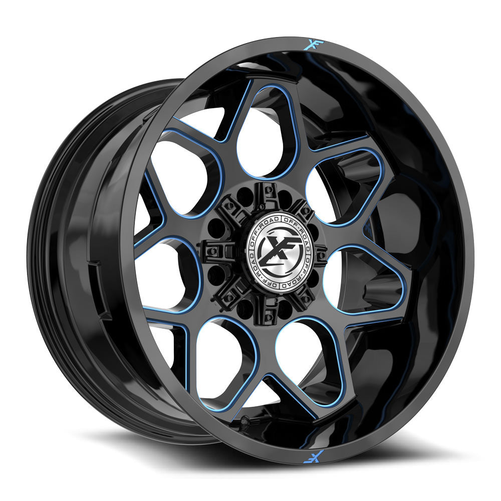 XF Off-Road XF-233 20x10 8x165.1 8x170 -12 Cb 125.2 Gloss Black & Blue Milled