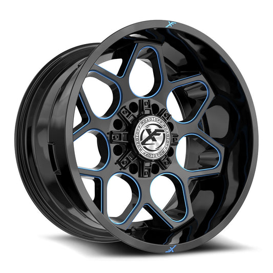 XF Off-Road XF-233 20x10 8x165.1 8x170 -12 Cb 125.2 Gloss Black & Blue Milled