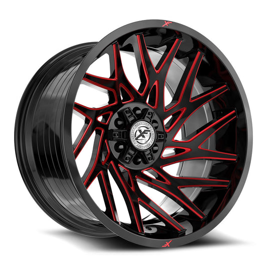 XF Off-Road XF-229 22x10 6x135 6x139.7 -18 Cb 106.4 Gloss Black & Red Milled