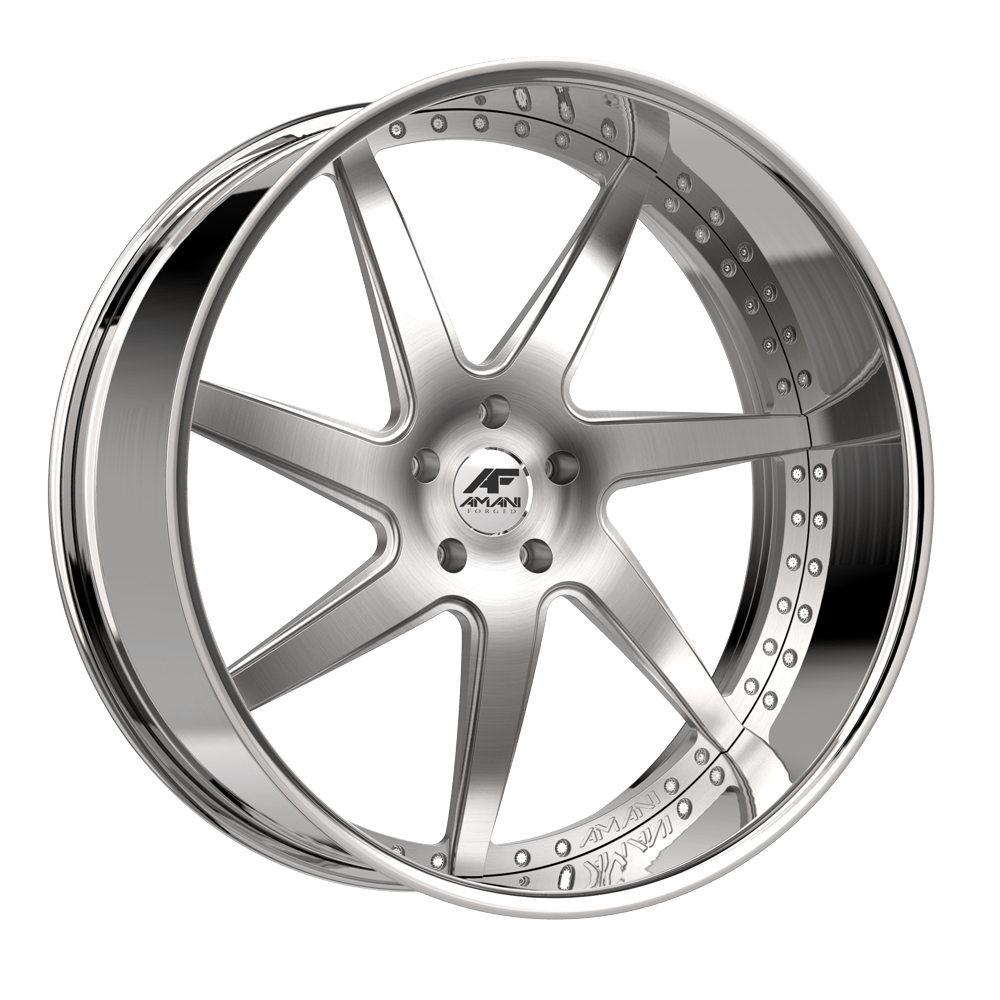 Amani Forged DEVINE-L 22x10 Pocketed 5x blank +40 Cb 66.56 Brush Center Chrome Lip Standard Cap Round