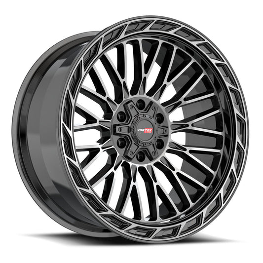 Vortek VRP-502 FORZA 20x9.0 6x135 6x139.7 0 Cb 106.1 Black & Diamond Cut Center With Dark Tint