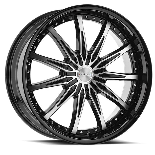 Cavallo Clv-35 22X9.5 5X115 5X139.7 +15 Cb 78.1 Gloss Black & Machined