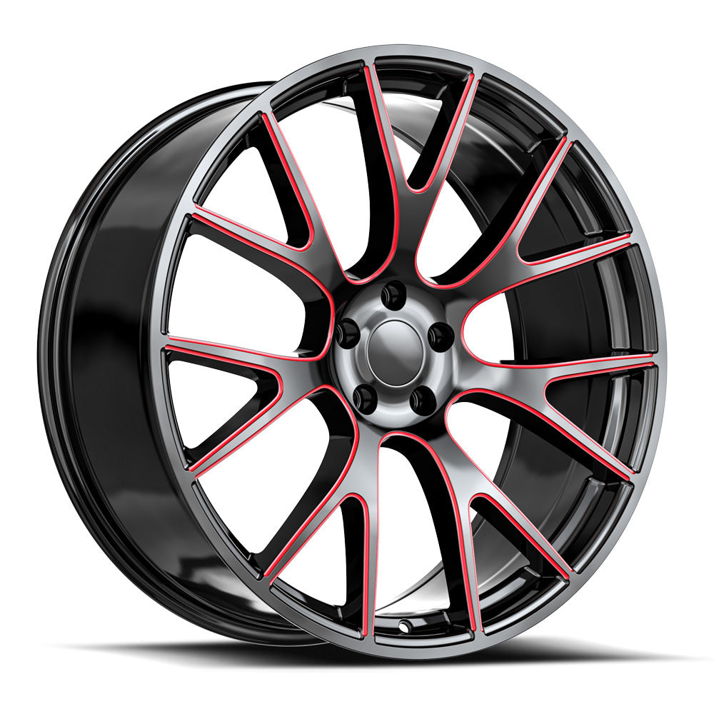 OE. Revolution HC-1 24x10 6X139.7 +20 Cb 78.1 Gloss Black & Red Milled