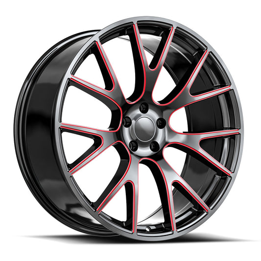OE. Revolution HC-1 24x10 6X139.7 +20 Cb 78.1 Gloss Black & Red Milled