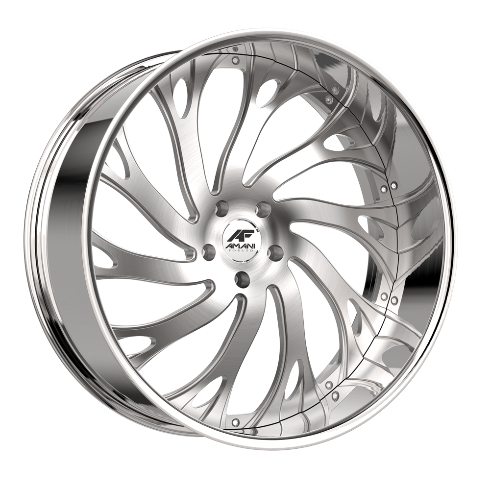 Amani Forged ATLANTIC-L 26x10 5x127 +5 Cb 78.1 Brush Center Chrome Lip Standard Cap Flat