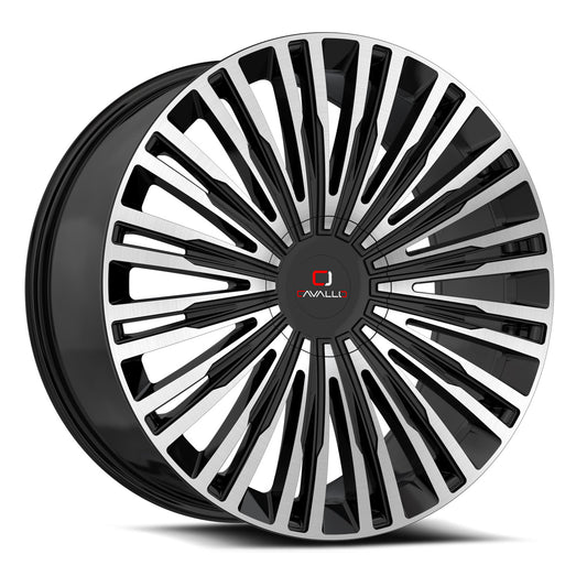 Cavallo CLV-48 22x9.5 5x115 5x120 +15 Cb 74.1 Gloss Black & Machined