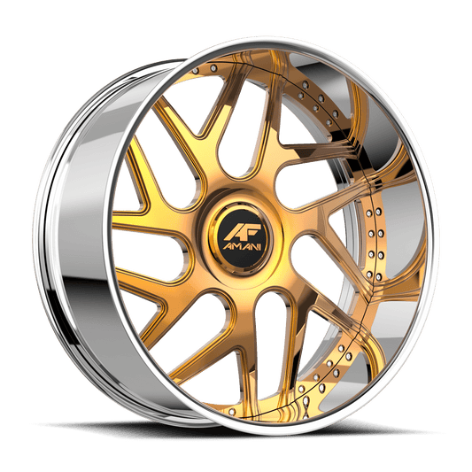 Amani Forged Apollo-L 24x9 5x Blank +1 Cb 73.1 14K Gold Plated Large XL Cap Flat