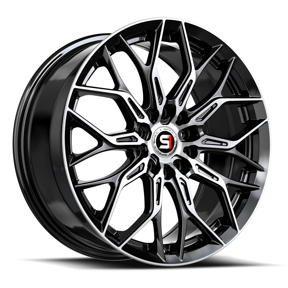 Spec-1 SP-57 18x8.0 5x100 5x114.3 +38 Cb 73.1 Gloss Black & Machined