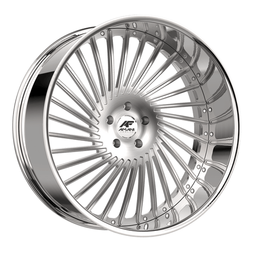 Amani Forged CHILE-L 26x10 Pocketed 5x blank +5 Cb 78.1 Brush Center Chrome Lip Standard Cap Flat