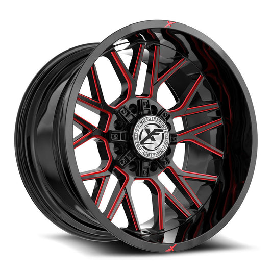 XF Off-Road XF-235 20x12 8x Blank -44 Cb 125.2 Gloss Black & Red Milled