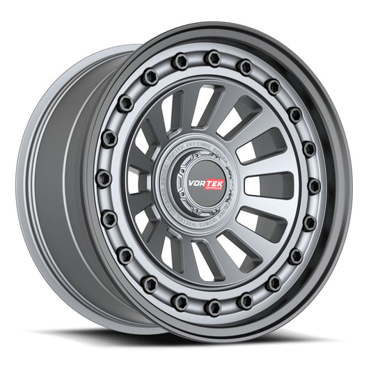 Vortek VRD-702 RADAR 20x9.5 8x Blank -12 Cb 125.1 Matte GunMetal With Black Bolts & Lip