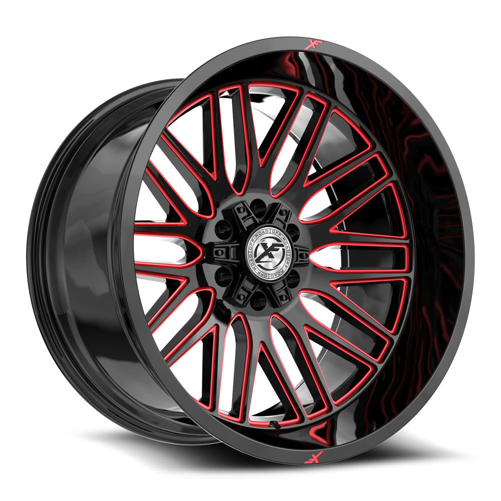 XF Off-Road XF-240 20X9 5X127 5X139.7 +12 Cb 78.1 Gloss Black & Red Milled