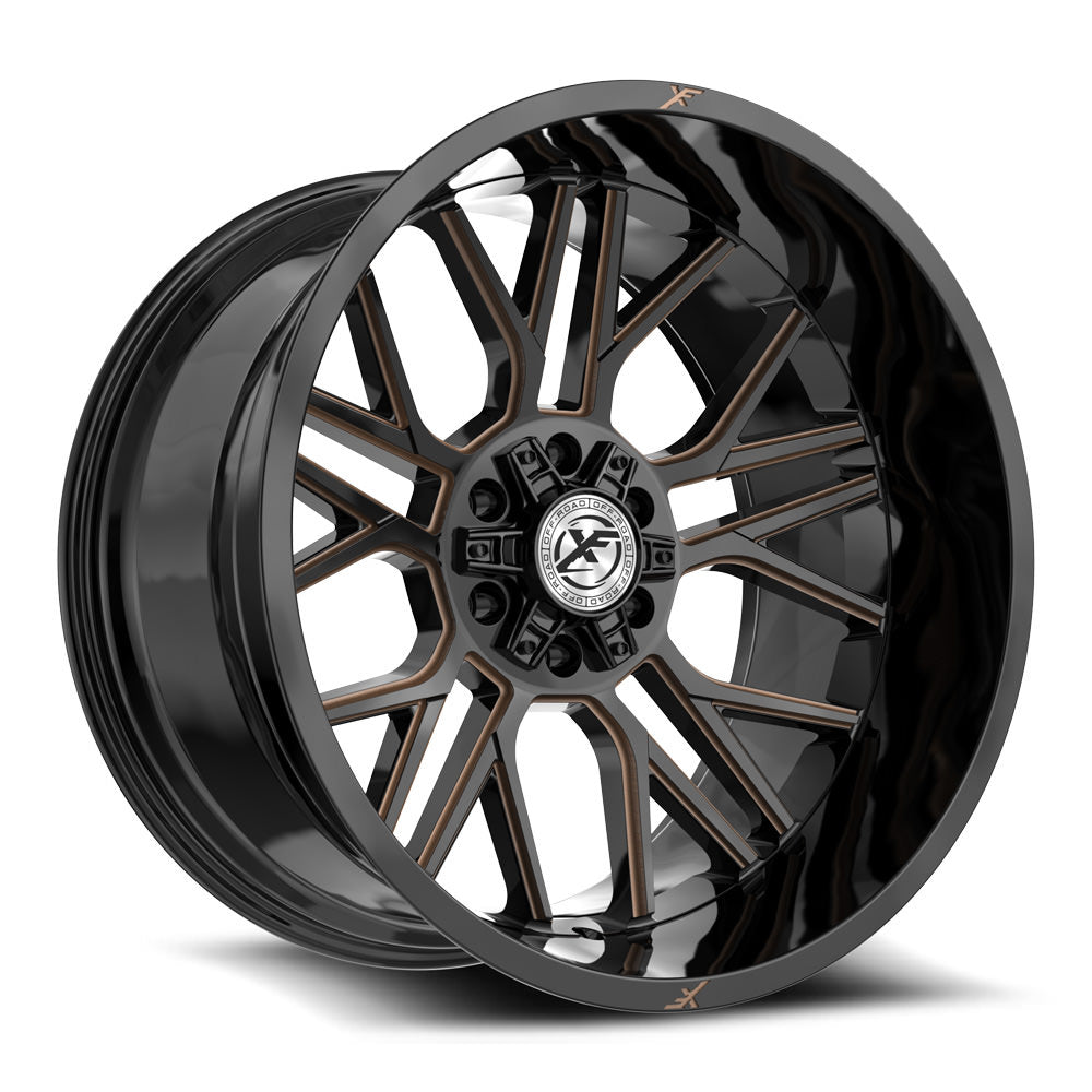 XF Off-Road XF-235 20x10 6x135 6x139.7 -12 Cb 106.4 Gloss Black & Bronze Milled