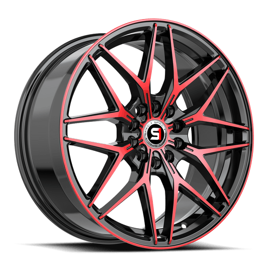 Spec-1 SP-60 18x8.0 4x100 4x114.3 +38 Cb 73.1 Gloss Black & Red Machined