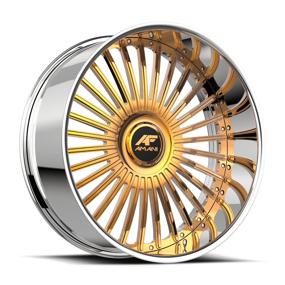 Amani Forged R.E.A.L. 30x9 6x Blank +15 Cb 78.1 14K Gold Plated Large XL Cap Round