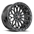 Vortek VRP-503 INFERNO 24x11 6x135 6x139.7 -24 Cb 106.1 Gloss Black Center & Diamond Cut Ring With Dark Tint