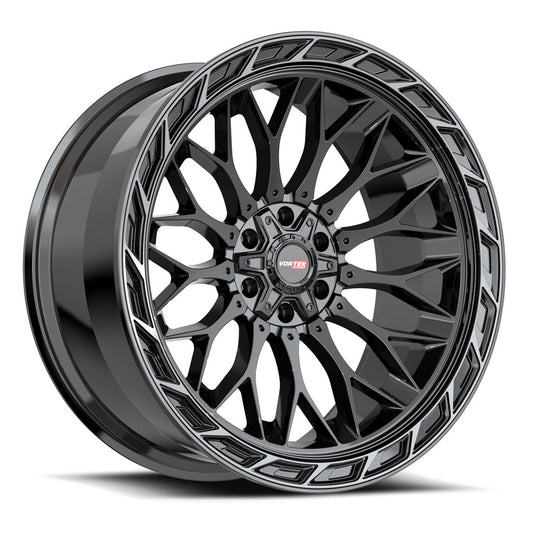 Vortek VRP-503 INFERNO 24x11 6x135 6x139.7 -24 Cb 106.1 Gloss Black Center & Diamond Cut Ring With Dark Tint
