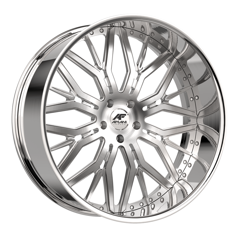 Amani Forged MAGNOLIA 26x9 Pocketed 5x blank +1 Cb 73.1 Brush Center Chrome Lip Standard Cap Flat