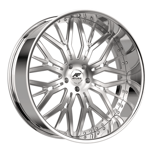 Amani Forged MAGNOLIA 26x9 Pocketed 5x blank +1 Cb 73.1 Brush Center Chrome Lip Standard Cap Flat