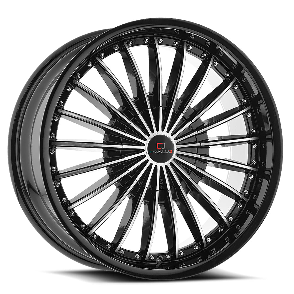 Cavallo CLV-32 22x9.5 5x 6x Blank +15 Cb 78.1 Gloss Black & Machined