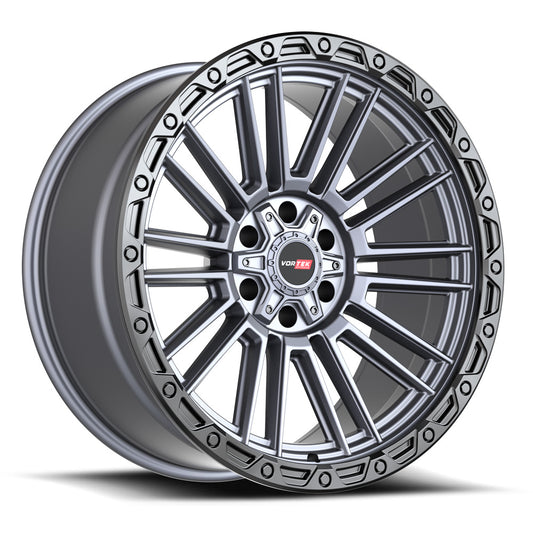 Vortek VRT-604 ZEUS 17x9 6x135 6x139.7 -12 Cb 106.1 Matte Titanium With Black Bead Ring